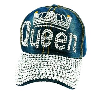 Adjustable Denim Queen with Crown Baseball Hat
